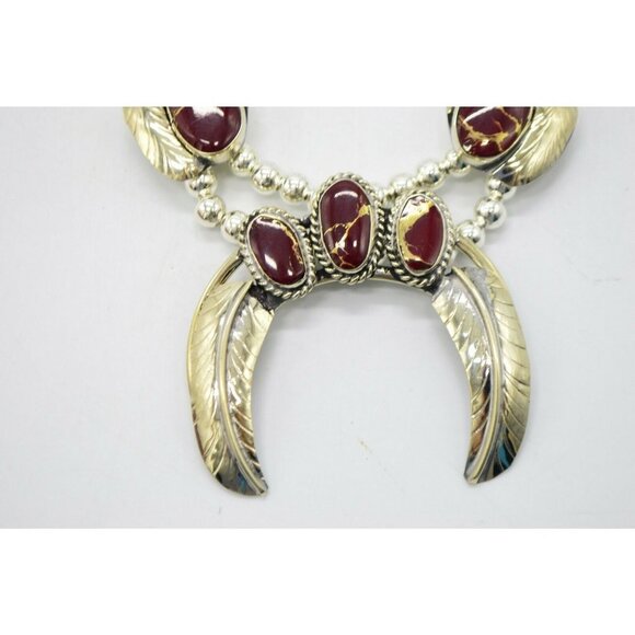 Red Gold Brecciated Jasper Navajo Mexican Silver N - Picture 6 of 12